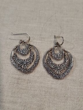 Studio Barse Antique Silver Floral Drop Earrings